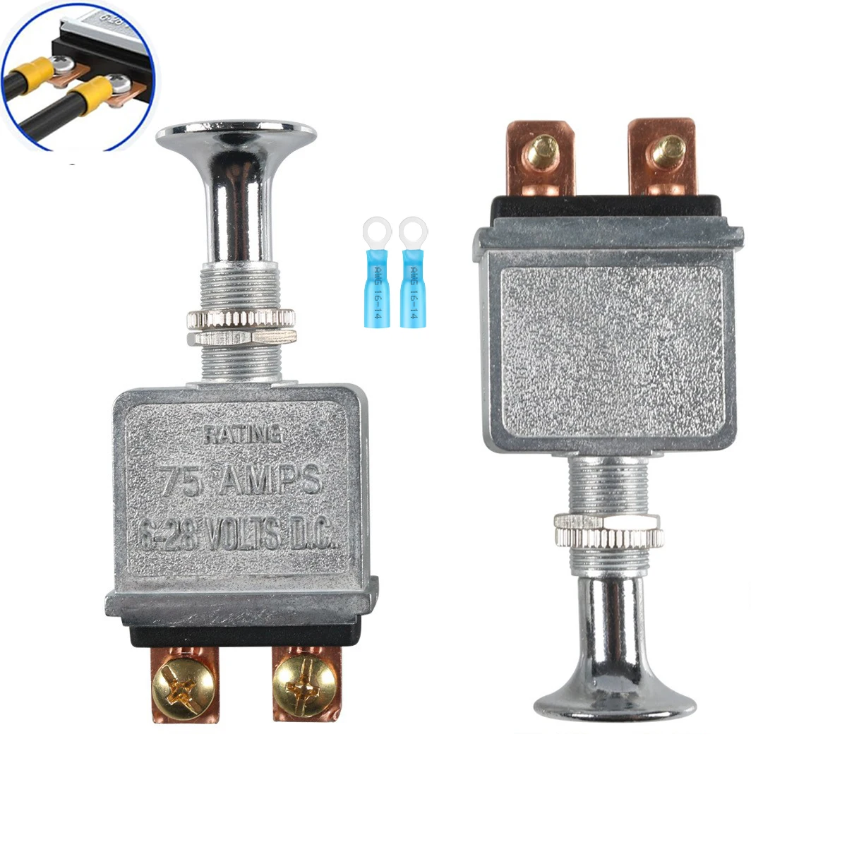 Heavy Duty Push-Pull Switch On/Off 75 AMP 6-28V DC 2 Position Spst On/Off for Automotive, Trucks