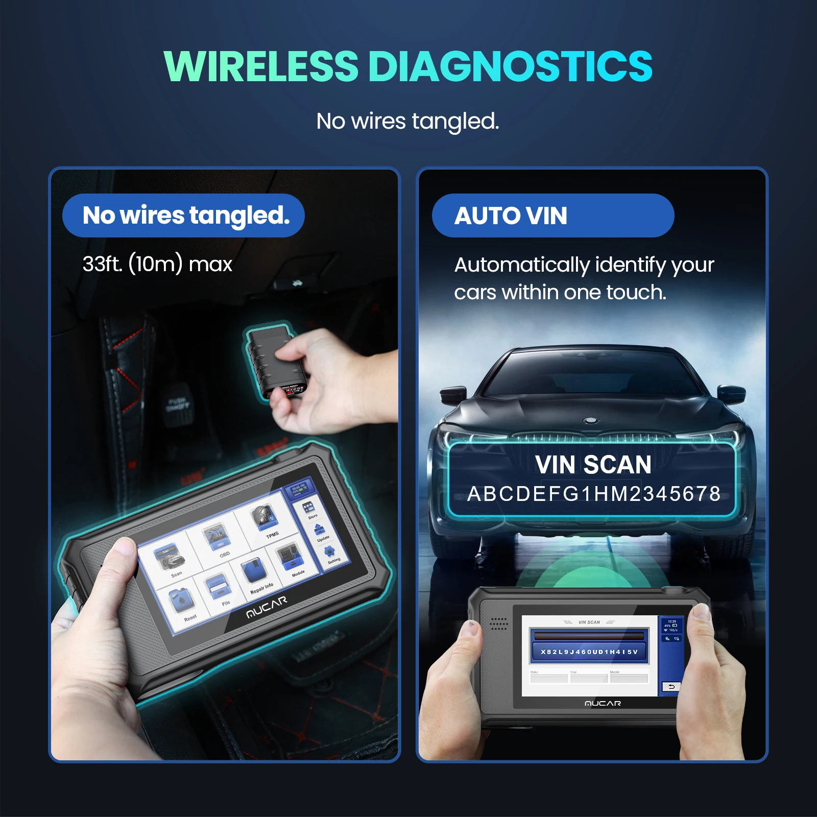 MUCAR VO6 OBD2 Car Diagnostic Tool Full System Auto Scanner Code Reader ABS Engine 28 Resets Oil Scan Tools Lifetime Free Update