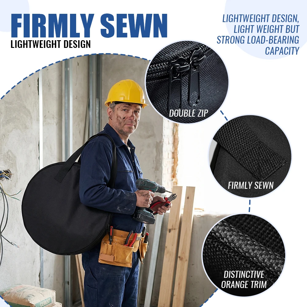 Cable Bag Tools Cable Bag Storage Oxford Waterproof Organizer Bag For Cables Cords Hoses EV Charging Cables Portable Black 600D