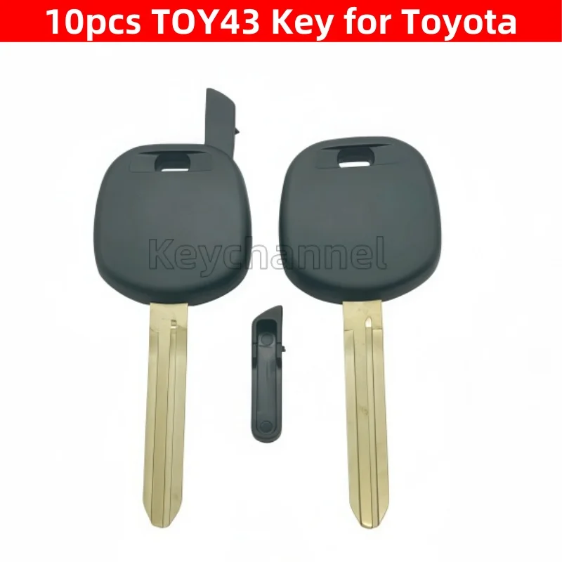10pcs Toy43 Car Key Chip Shell Transponder Key Case Blade Key Spare Key for Toyota Corolla Camry Rav4 Yaris Vios Fortuner Hilux
