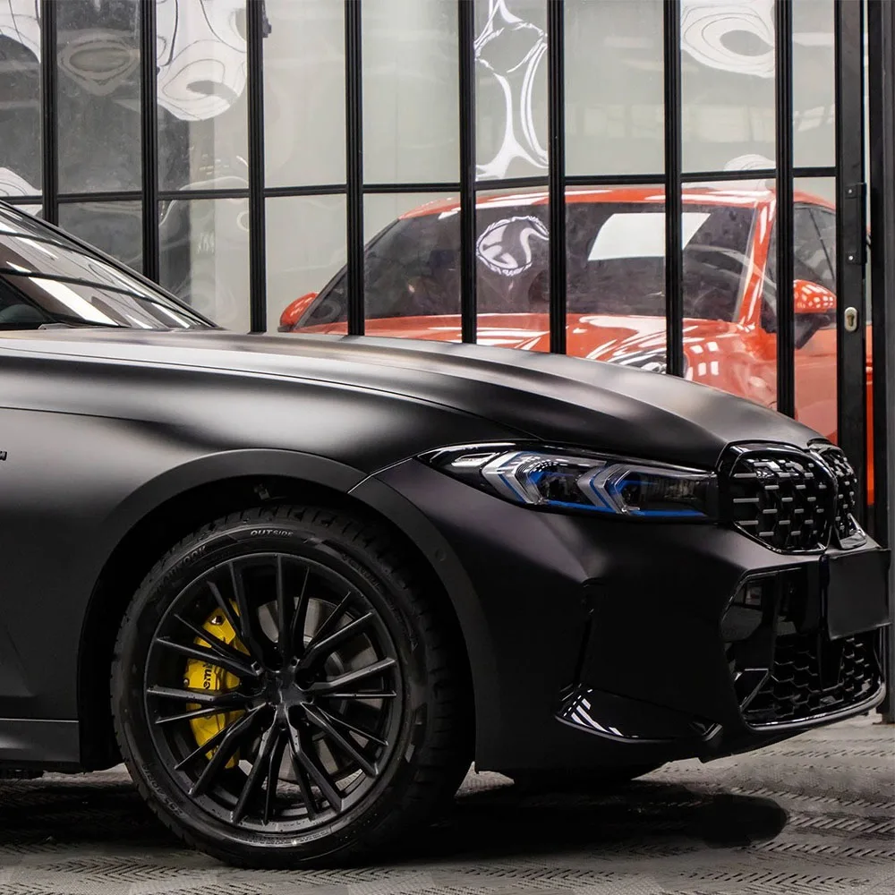 Matte Black Car Wrap Cast Vinyl Film Bubble Free Sticker Auto Motorcycle Body Wraping Film Self-adhesive Vinyl Car Accessories
