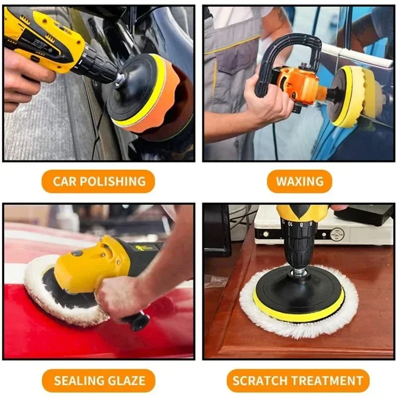 Car Polishing Sponge Pads Kit Foam Pad Buffer Kit Polishing Machine Wax Pads for Auto Motorcycle Motor Vehicle Remove Scratches