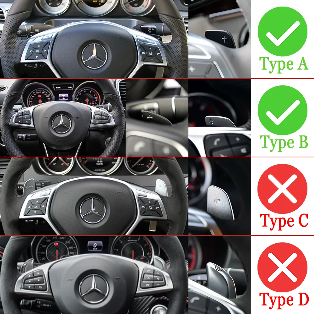For Mercedes Benz A B Class W447 W176 W246 MB SLK R172 CLA C117 GLA X156 Car Steering Wheel Paddles Shifter Extender Accessories