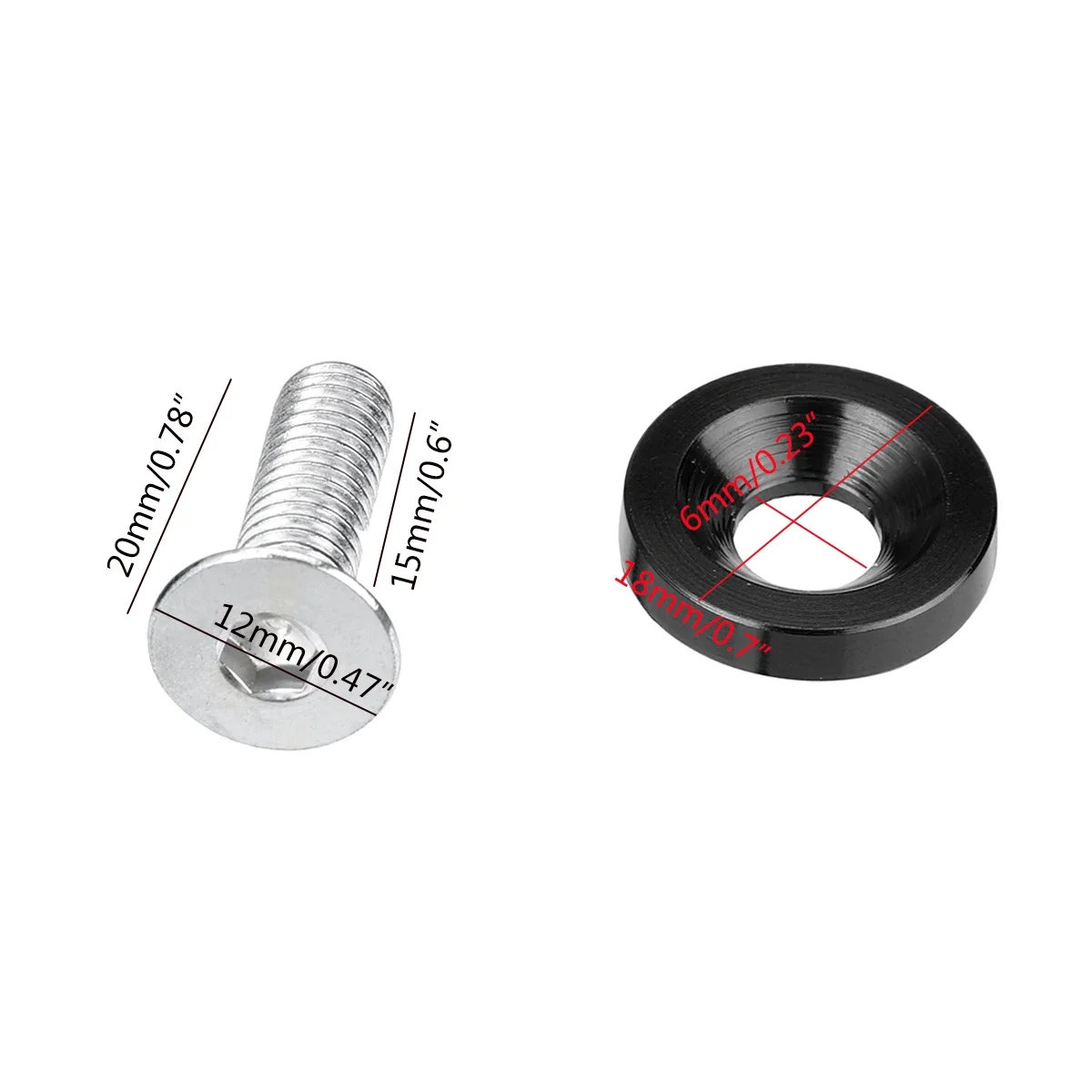 20pcs M6 Aluminum Car Modified Hex Fasteners Fender Washer Bolts JDM Bumper Engine Concave Screws Universal