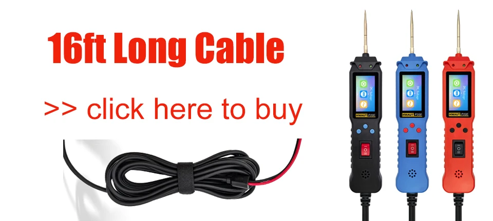 12 24V P100 P200 Automotive Circuit Tester Power Circuit Probe Electrical Tester Continuity Voltage Lamp Testing Tool 2M Cable