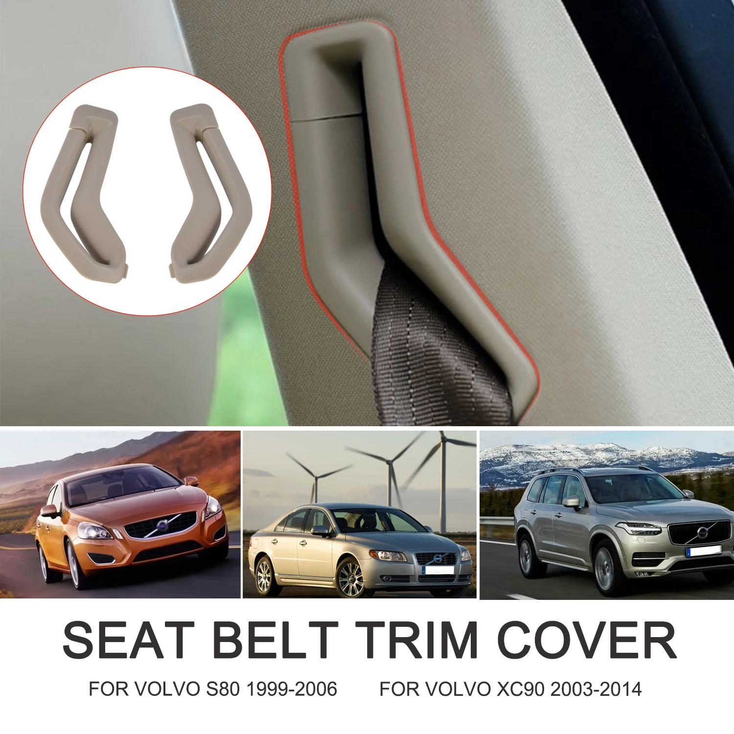 39885877&39885875 Left Right Seat Belt Retractor Guide Ring Belt Selector Gate Seat Belt Trim Cover For Volvo S80 V70 XC90