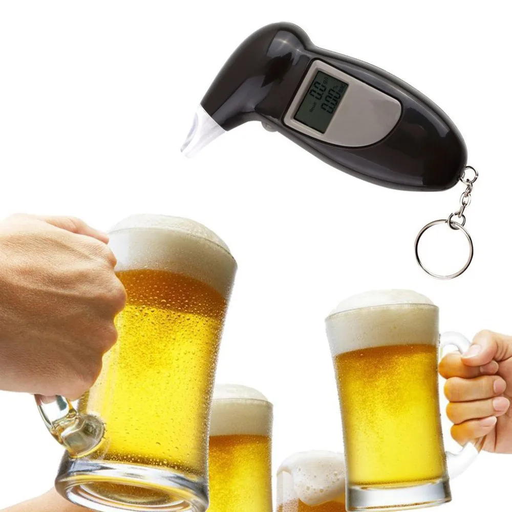 LCD Breath Alcohol Tester with 5 Mouthpieces Professional Digital Breathalyzer Alcohol Detector for Home Display Drunk Driving
