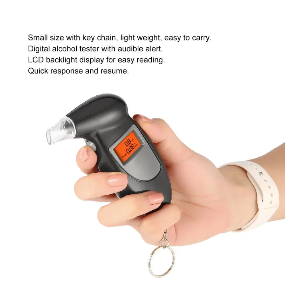 LCD Breath Alcohol Tester with 5 Mouthpieces Professional Digital Breathalyzer Alcohol Detector for Home Display Drunk Driving