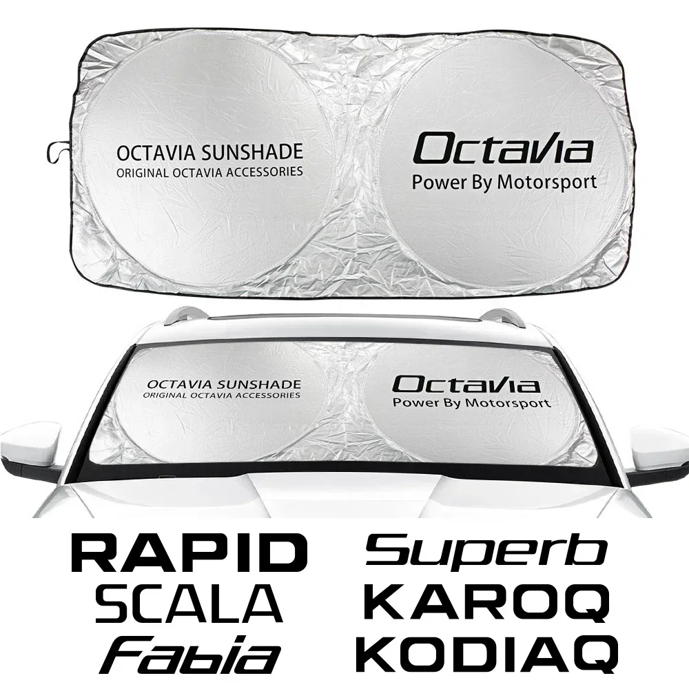 Car Windshield Sunshade Cover Accessories For Skoda Octavia Fabia Rapid Superb Kodiaq Scala Karoq Citigo Kamiq Roomster Enyaq