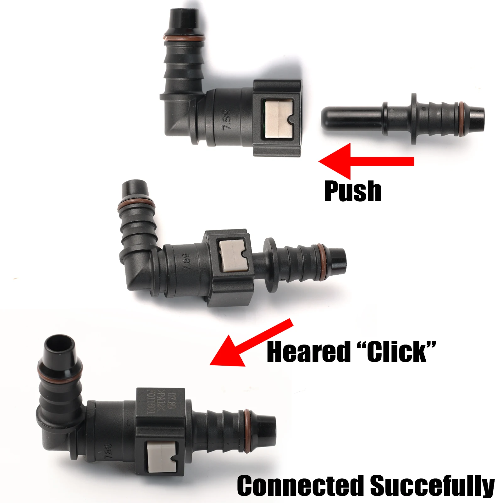 High Quality Durable Automotive Fuel Quick Connector 90°7.98mm 5/16'' ID8 Elbow Quick Rlease Connect Fuel Nylon Hose Adapter