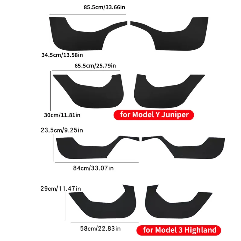 For Tesla Model Y Juniper/6-seater Tesla Model YL Door Panel Protector, Model 3 Highland Front and Rear Door Kick Pads, 4pcs