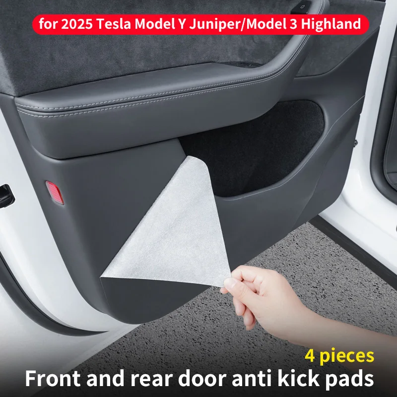 For Tesla Model Y Juniper/6-seater Tesla Model YL Door Panel Protector, Model 3 Highland Front and Rear Door Kick Pads, 4pcs