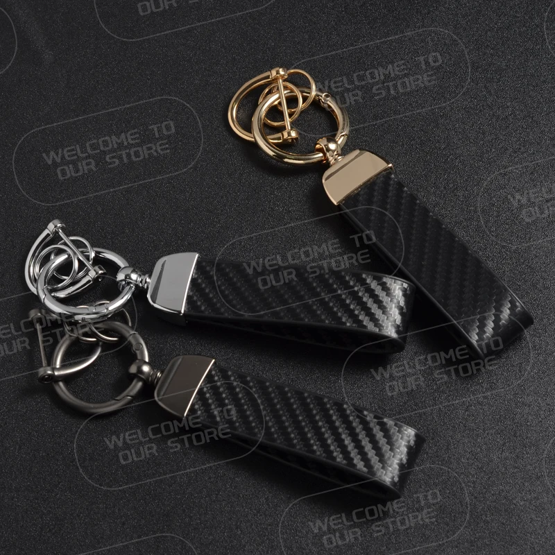 Leather For Race Flag Logo Keyring Emblem Cordoba Tarraco Ibiza Leon VZ Ateca Mii FR Car Carbon Fiber Rope Keychain Key Ring