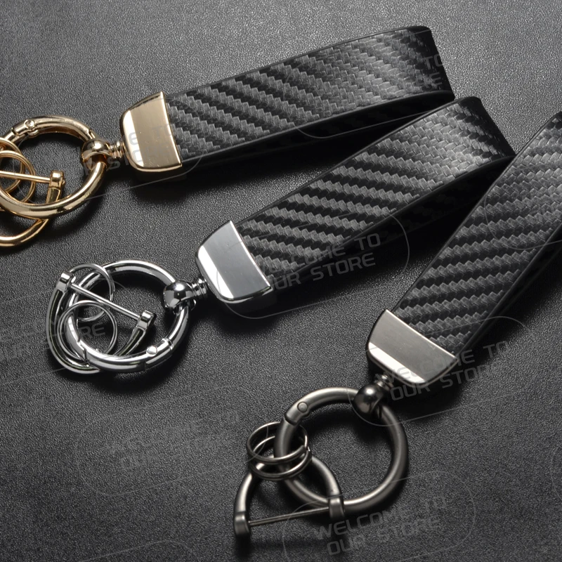 Leather For Race Flag Logo Keyring Emblem Cordoba Tarraco Ibiza Leon VZ Ateca Mii FR Car Carbon Fiber Rope Keychain Key Ring