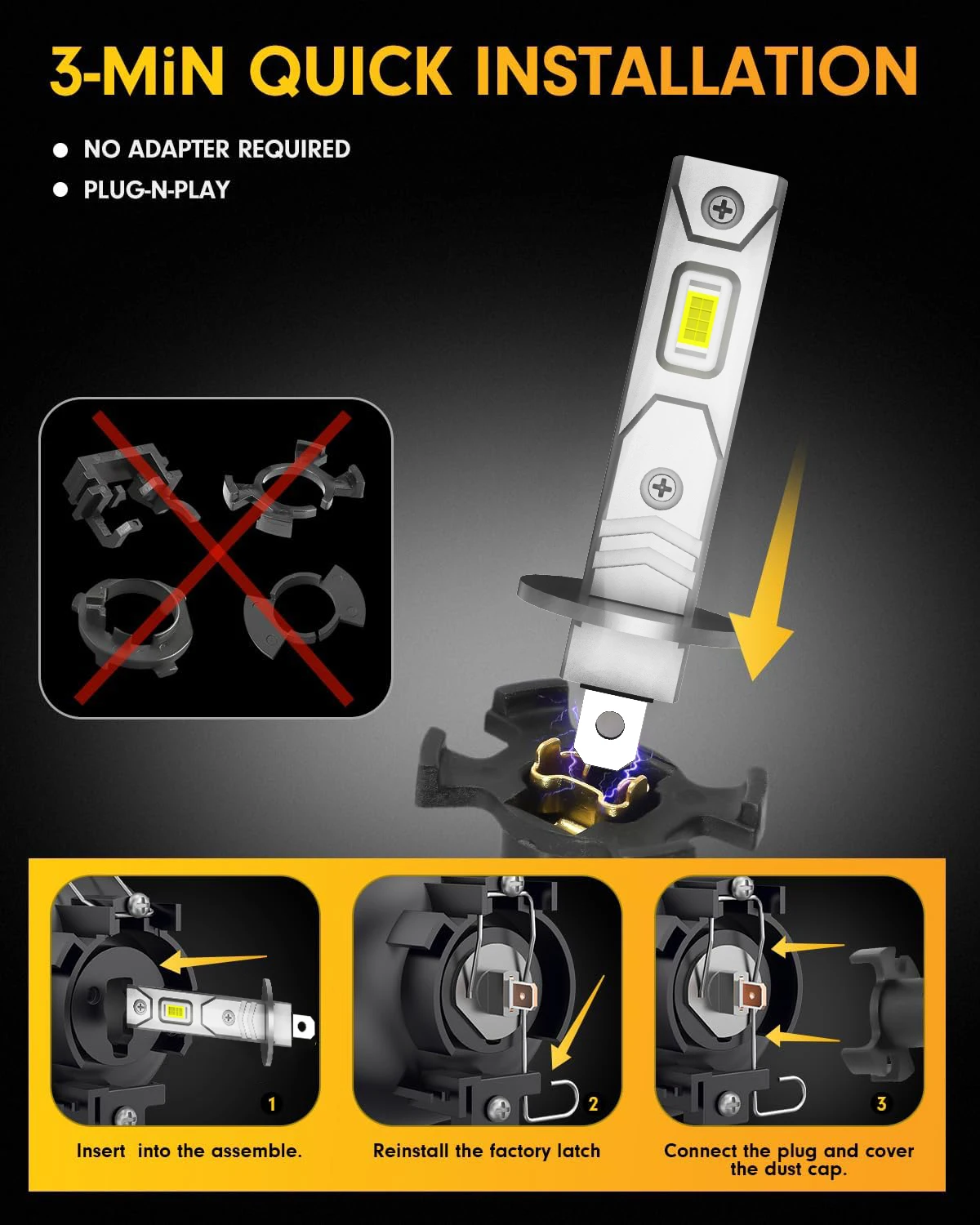 2Pcs LED H1 H3 Car Headlight 9005 9006 H8 H9 H11 H16 880 6000K White High Low Beam Fog Lamps Light Bulbs12000Lm 12V 100W