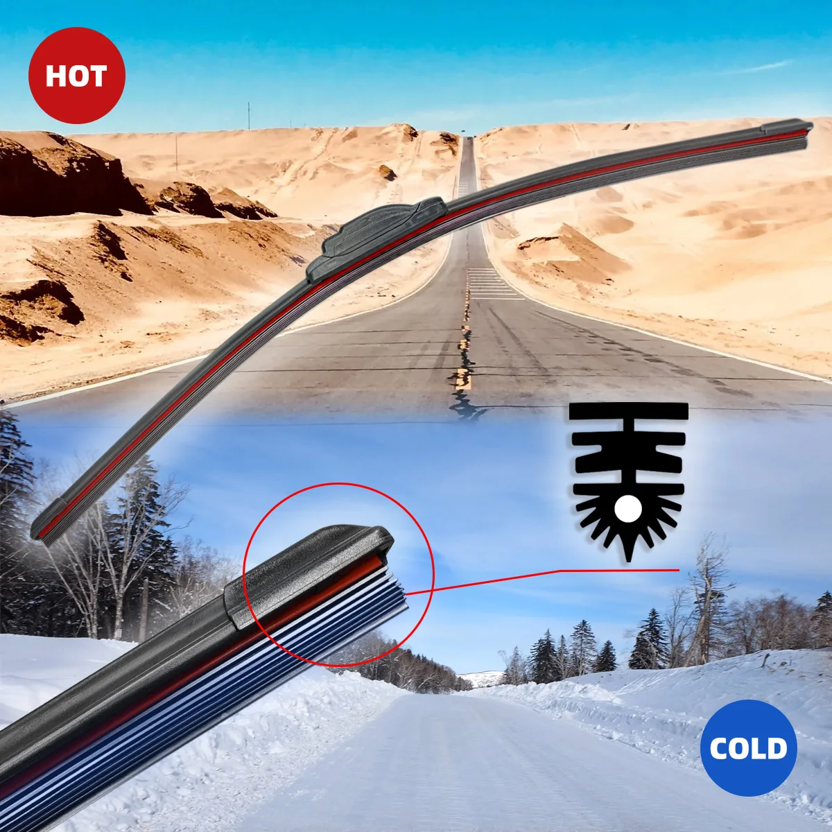 Wiper 11 Layer Rubber Strip Car Windshield Wiper Blade Universal J/U-Shaped Wiper Blade 14"15"16"17"18"19"20"21"22"24"26"28"