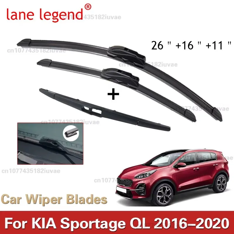 3PCS Car Wiper For KIA Sportage QL 2016 - 2020 Front Rear Wiper Blades Windshield Windscreen Brushes Auto Accessories 2017 2018
