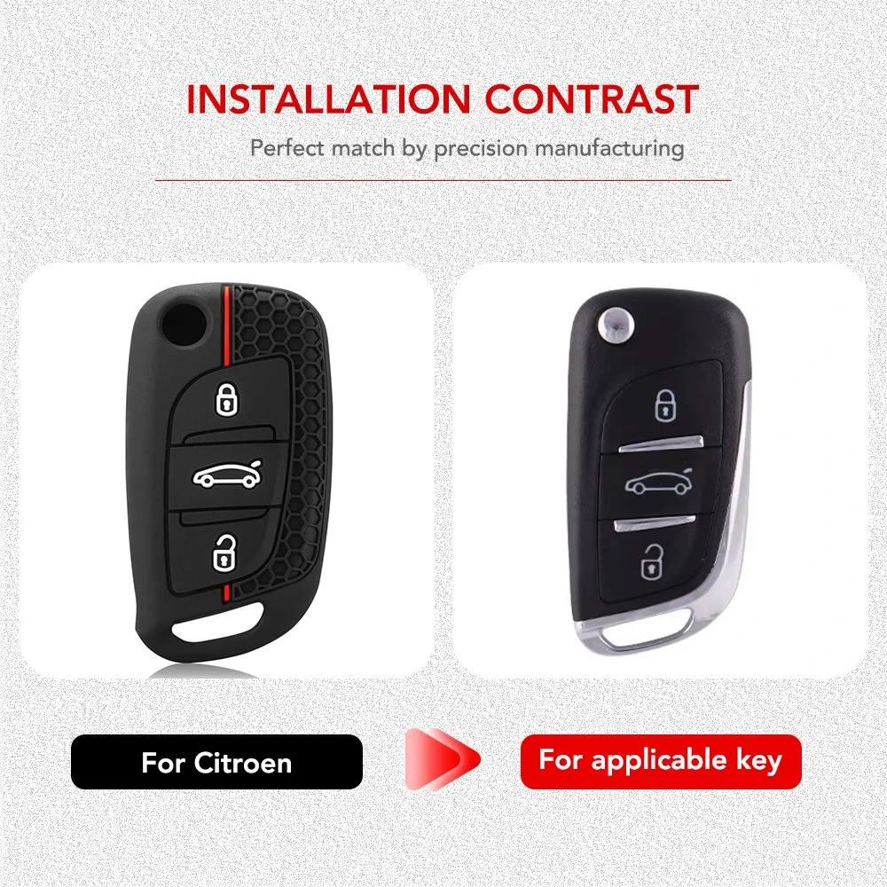 Silicone 3 Buttons Auto Accessories Car Key Cover Case For Peugeot For Citroen C1 C2 C3 C4 C5 DS3 DS4 DS5 DS6 key Bag