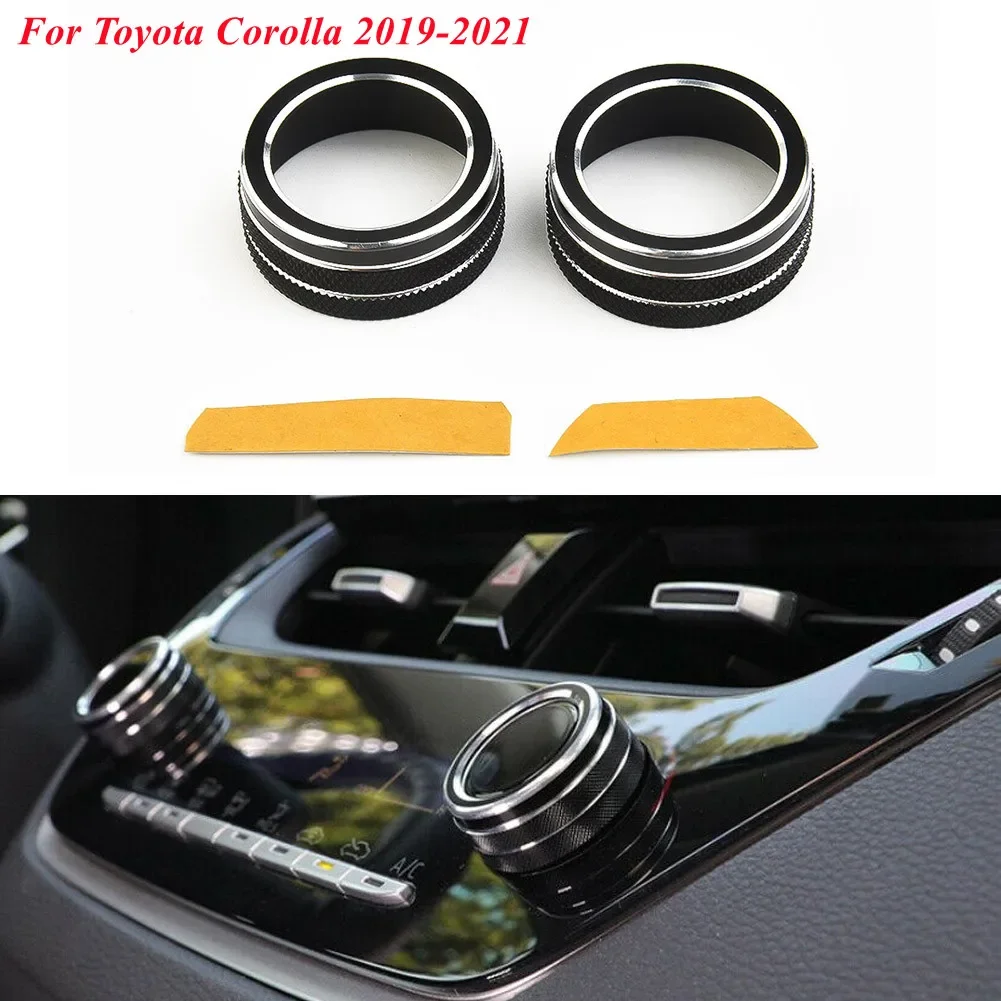 For Toyota Corolla 2019 2020 2021 2Pcs Car AC Climate Control Knob Trim Button Cover Auto Accessories Car AC Control Knobs Ring
