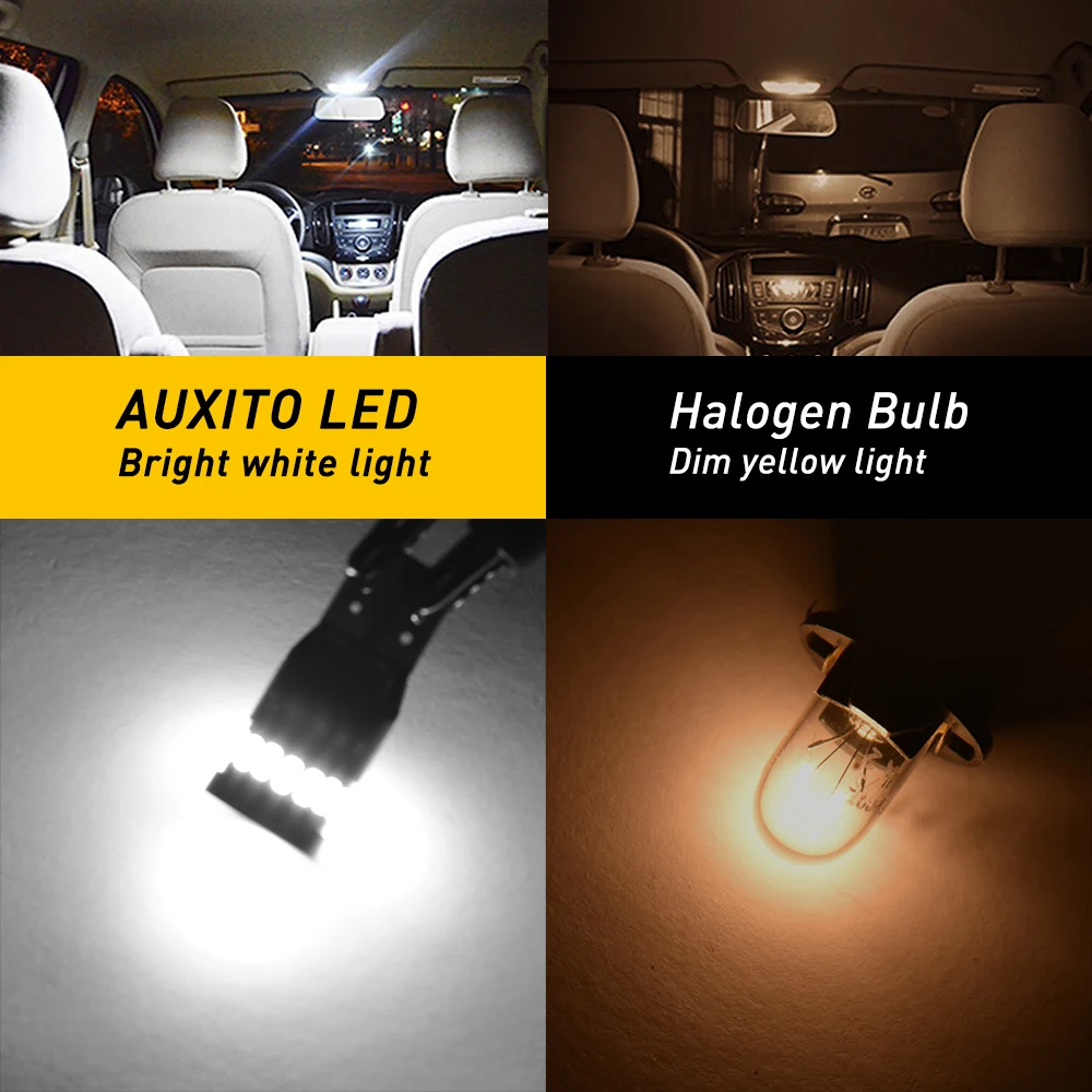 2X AUXITO 24H W5W T10 White/Red/Yellow/Blue 12V 240LM 6000K Super White Canbus For Position License Plate Clearance Night Light