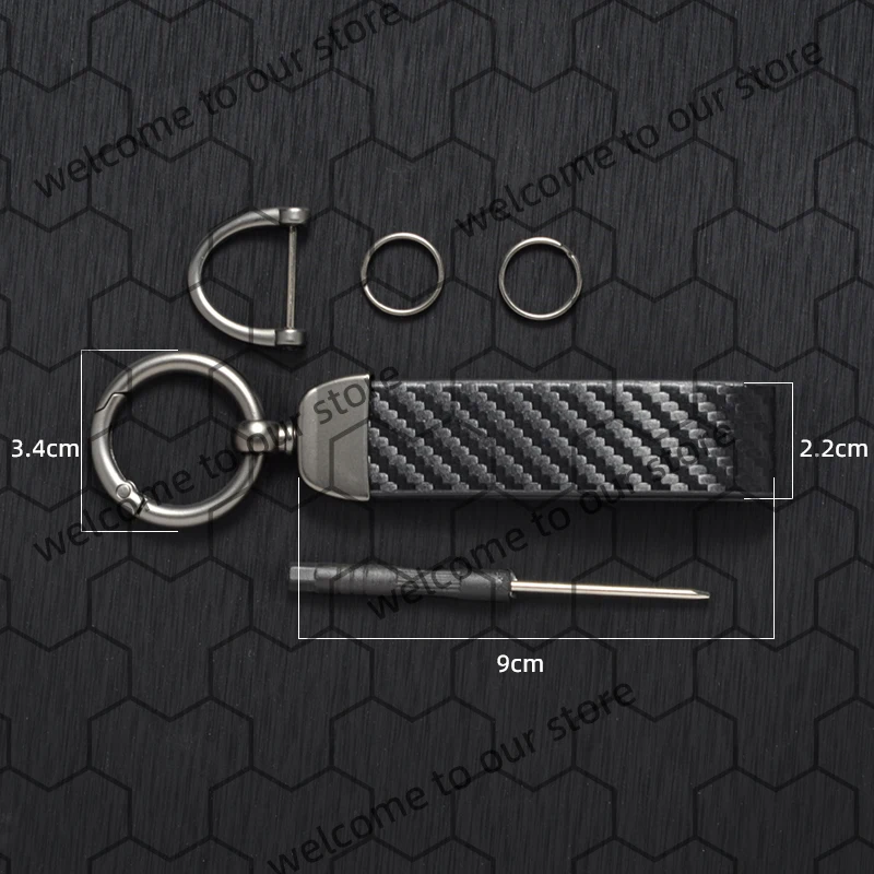 1PCS For Peugeot 106 107 206 207 French Tricolor Logo Carbon Fiber Textured Leather Car Keychain Horseshoe Buckle Key Chain