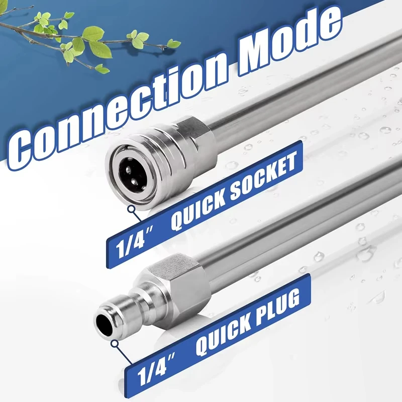 40cm Quick Plug Extension Rod High Pressure Water Gun Stainless Steel Cars Accessories Extension Rod Portable Pressure Washer
