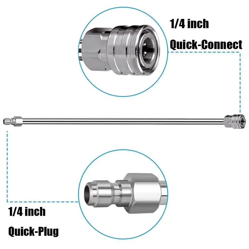 40cm Quick Plug Extension Rod High Pressure Water Gun Stainless Steel Cars Accessories Extension Rod Portable Pressure Washer