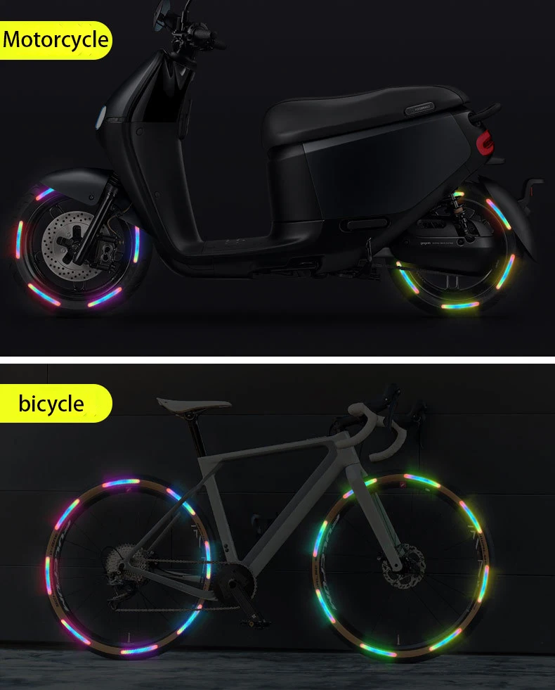 Anti-Collision Reflective Warning Stickers For Car Motorcycle, Bicycle Wheels, Seven-Color Laser Car Decoration Accessories