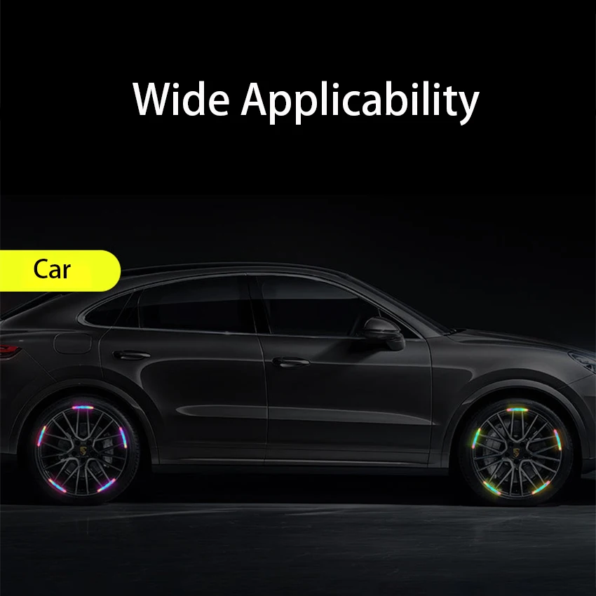 Anti-Collision Reflective Warning Stickers For Car Motorcycle, Bicycle Wheels, Seven-Color Laser Car Decoration Accessories