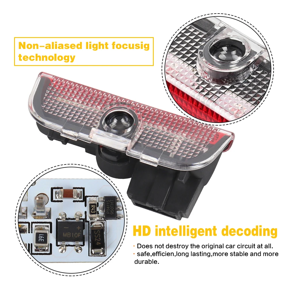 2PCS LED Car Door Warning Logo Projector Welcome Light Accessories For SKODA Superb MK2 2 MK3 3 3U 3V 3T B5 B6 B7 B8 2009 - 2020