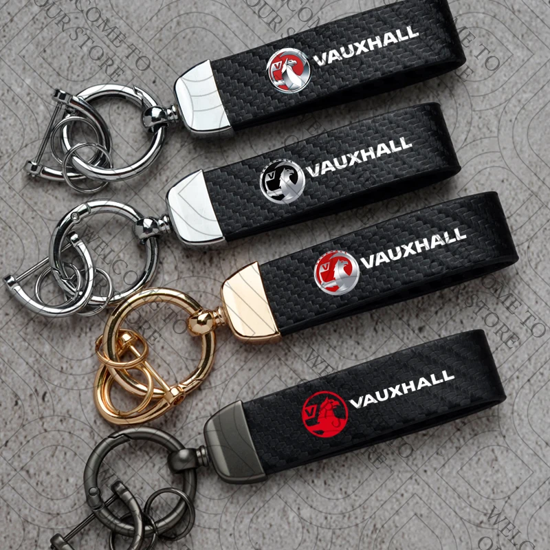For Vauxhall Logo Meriva Vectra VXR Astra Insignia GTC Vivaro Junior Car Carbon Fiber Leather Car KeyChain Custom Key Rings Gift
