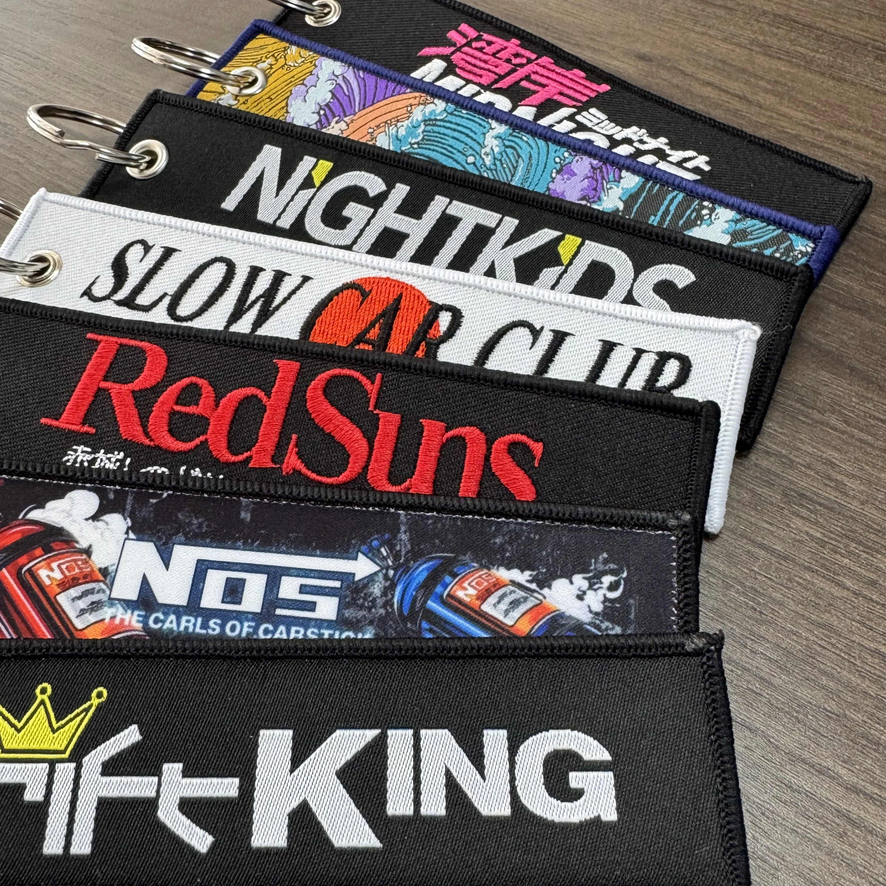 JDM Embroidery Keyring Car Keychain Key Tag Lanyard Refit Gift Red Sun Racing Drift King Motorcycle Key Chain Accessories