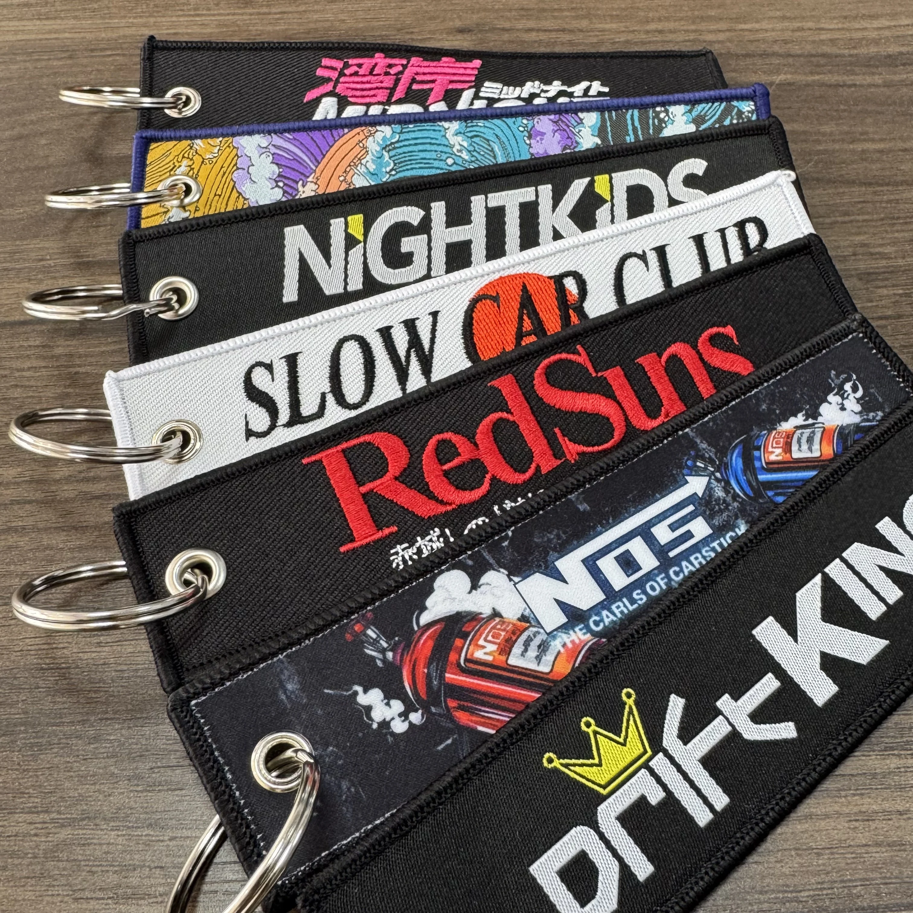 JDM Embroidery Keyring Car Keychain Key Tag Lanyard Refit Gift Red Sun Racing Drift King Motorcycle Key Chain Accessories