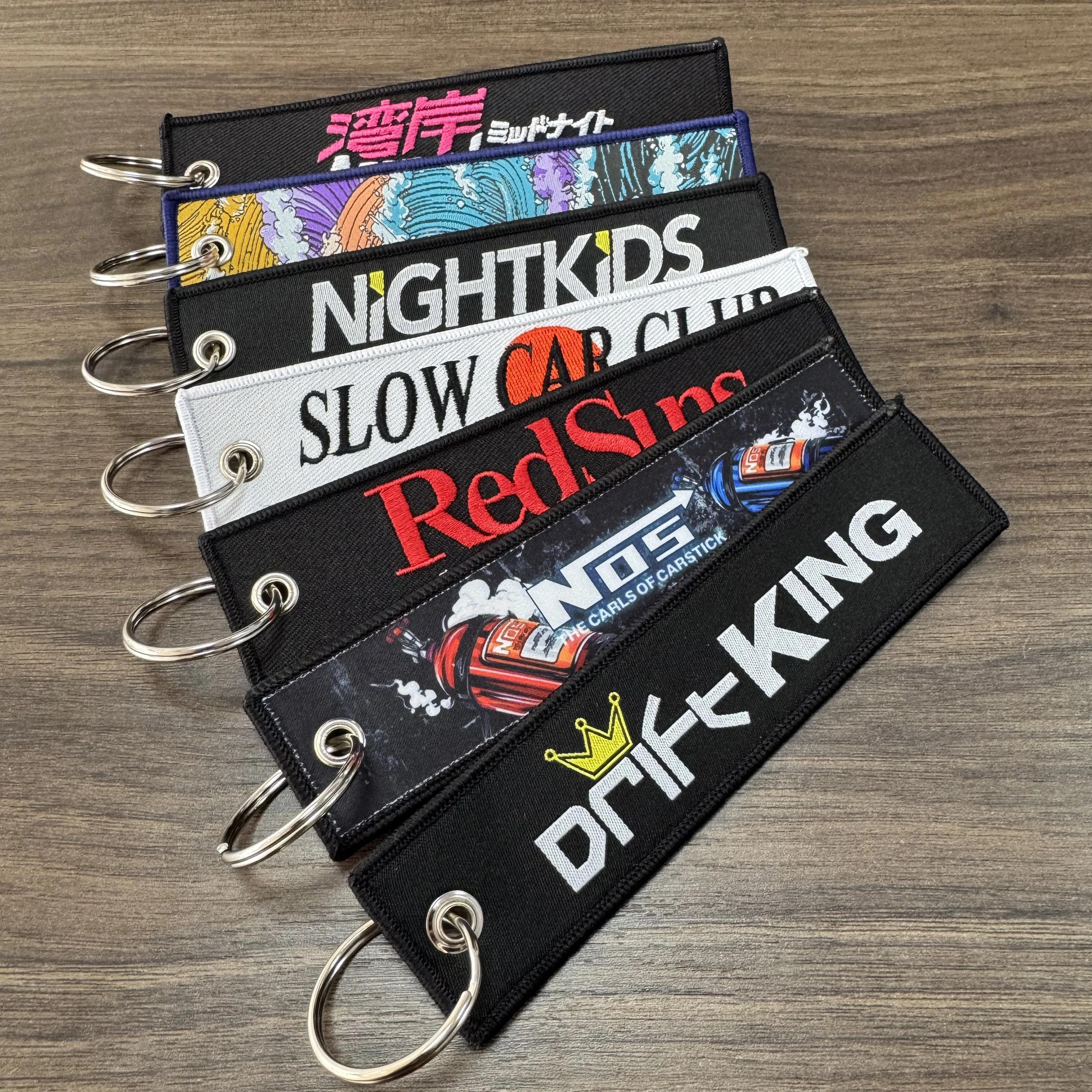 JDM Embroidery Keyring Car Keychain Key Tag Lanyard Refit Gift Red Sun Racing Drift King Motorcycle Key Chain Accessories
