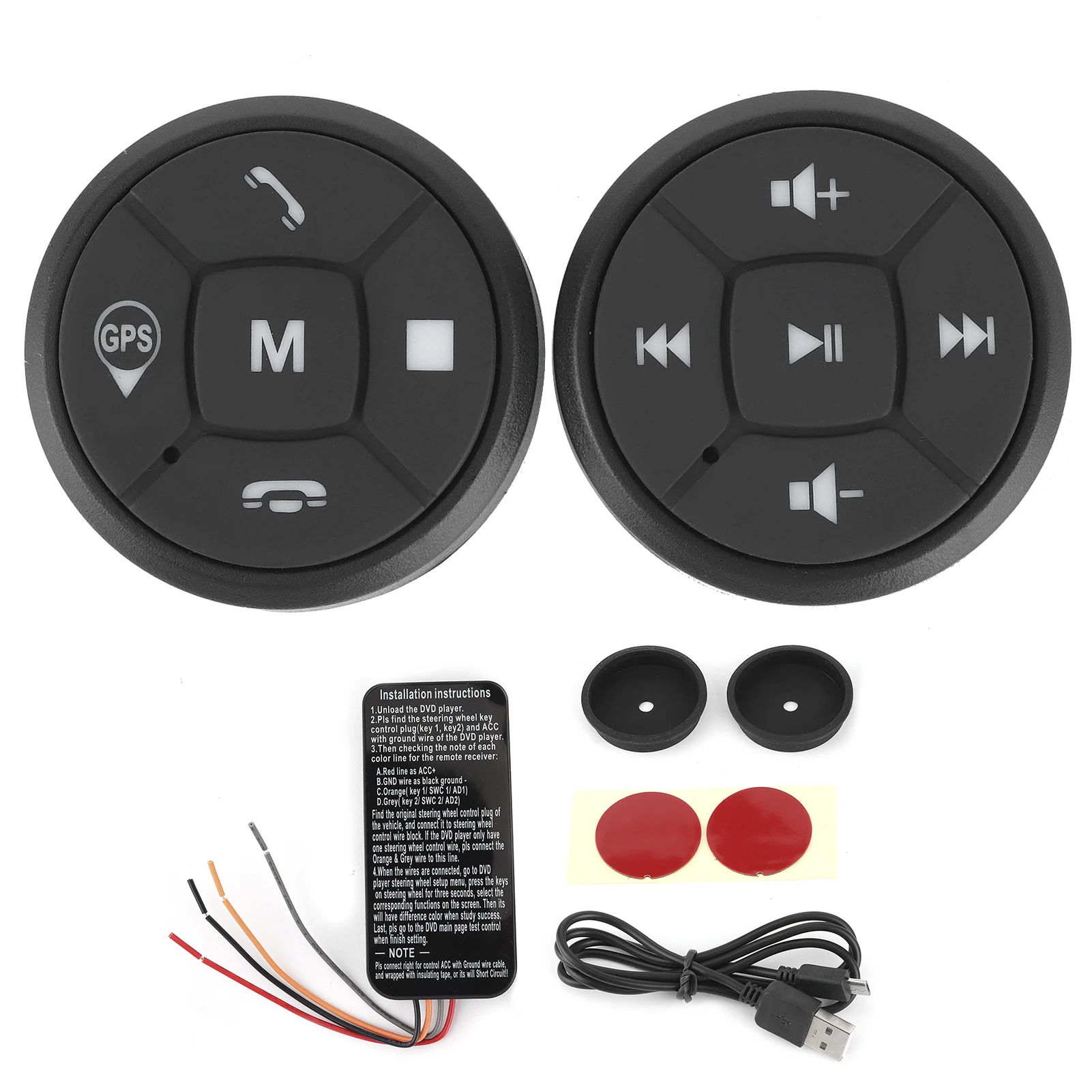 2pcs Wireless Car Steering Wheel Control Button Volume 10 Key Music GPS Navigation Radio Remote Controller Switch Wheel Buttons