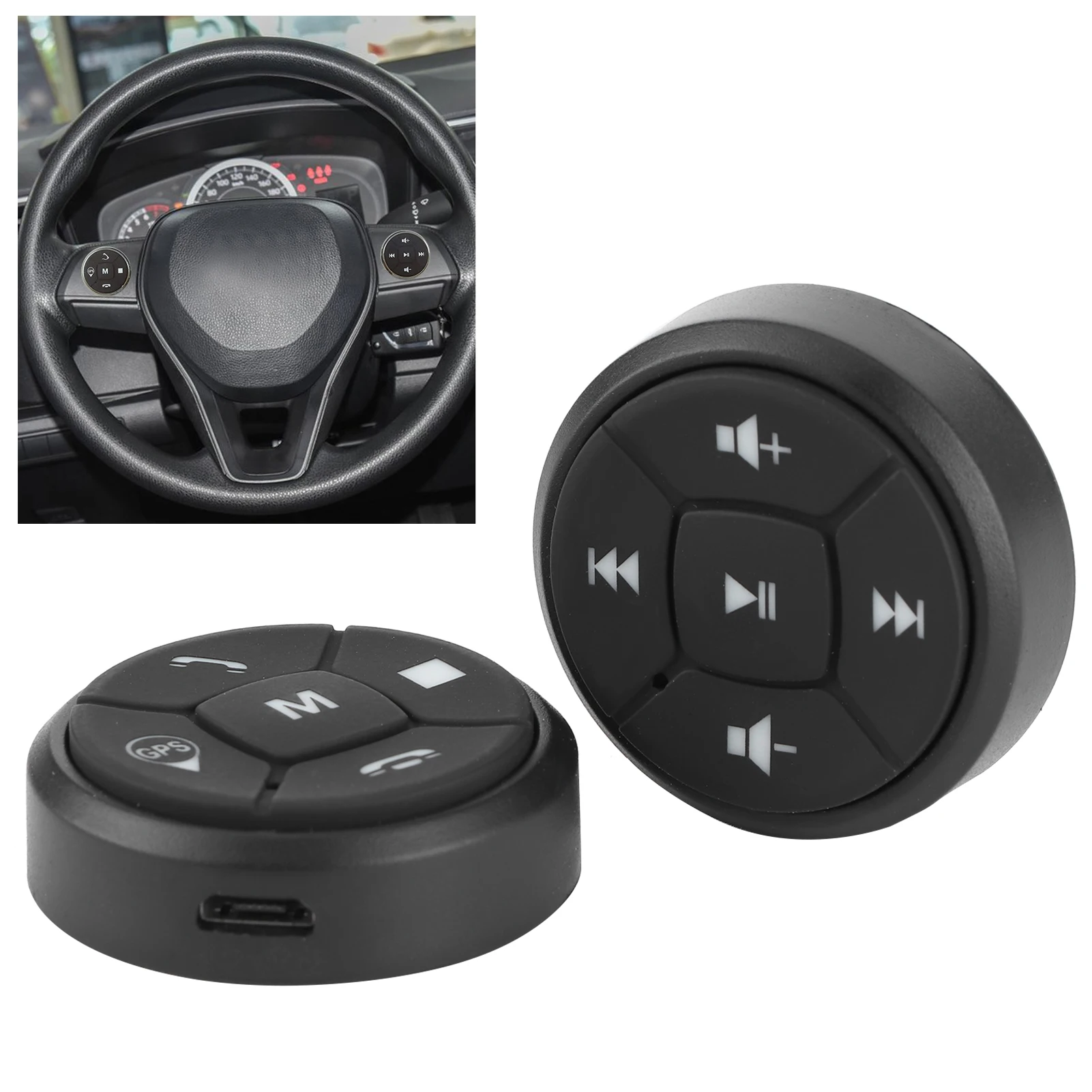 2pcs Wireless Car Steering Wheel Control Button Volume 10 Key Music GPS Navigation Radio Remote Controller Switch Wheel Buttons