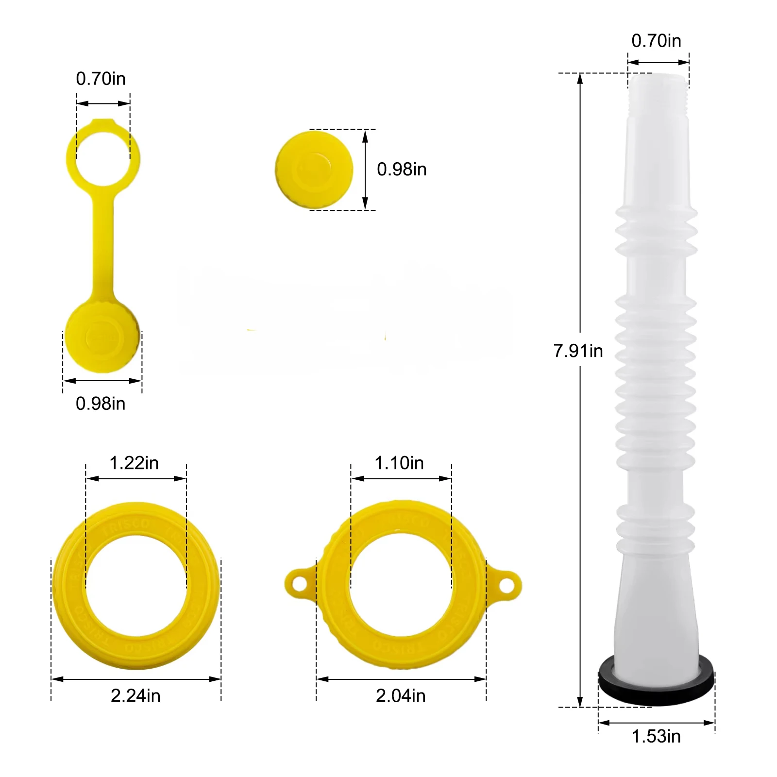 1~5 Set Gas Can Spout Replacement Car Flexible Pour Nozzles Gasket Kit with Collar Caps Stopper and Spout Cover Car Accessories