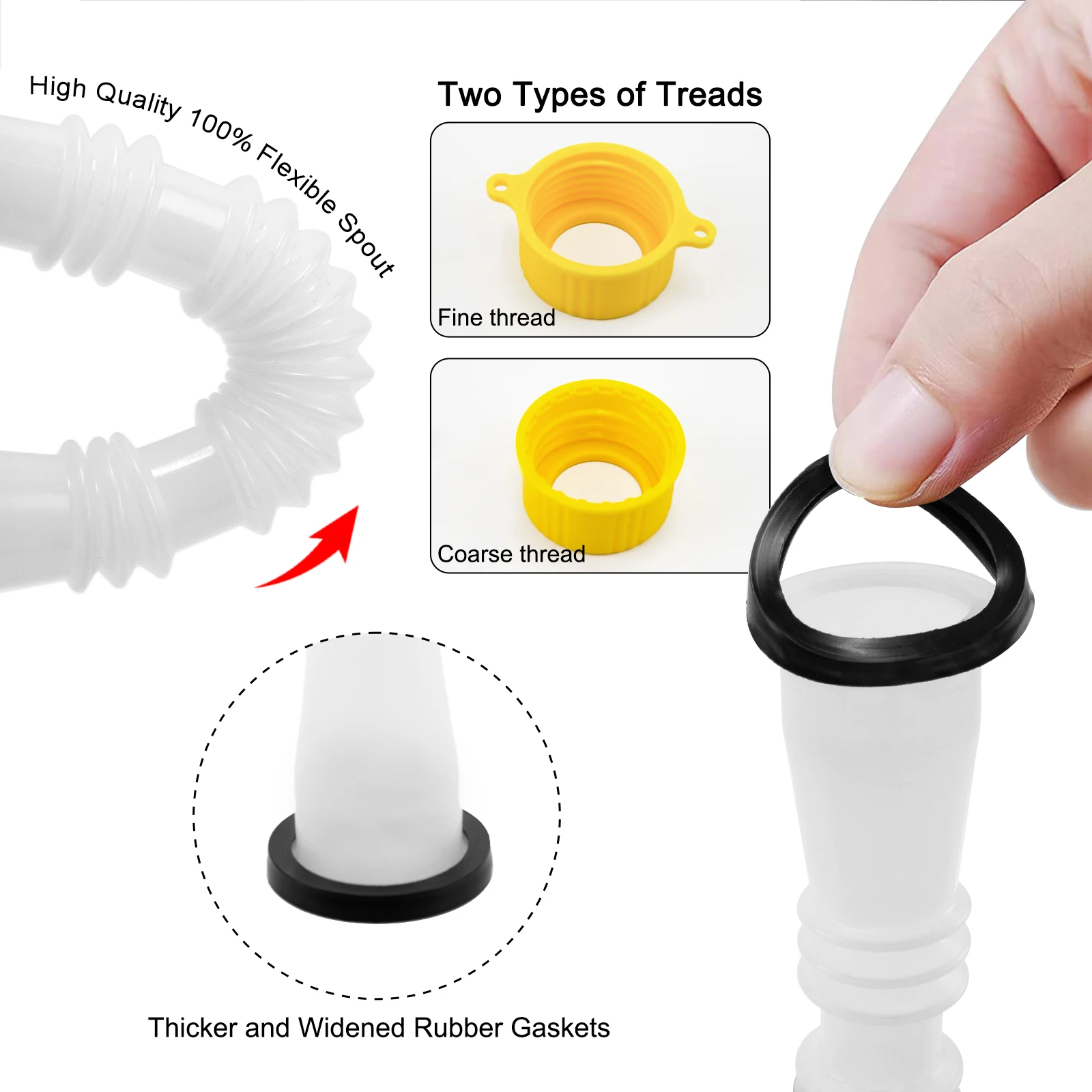 1~5 Set Gas Can Spout Replacement Car Flexible Pour Nozzles Gasket Kit with Collar Caps Stopper and Spout Cover Car Accessories