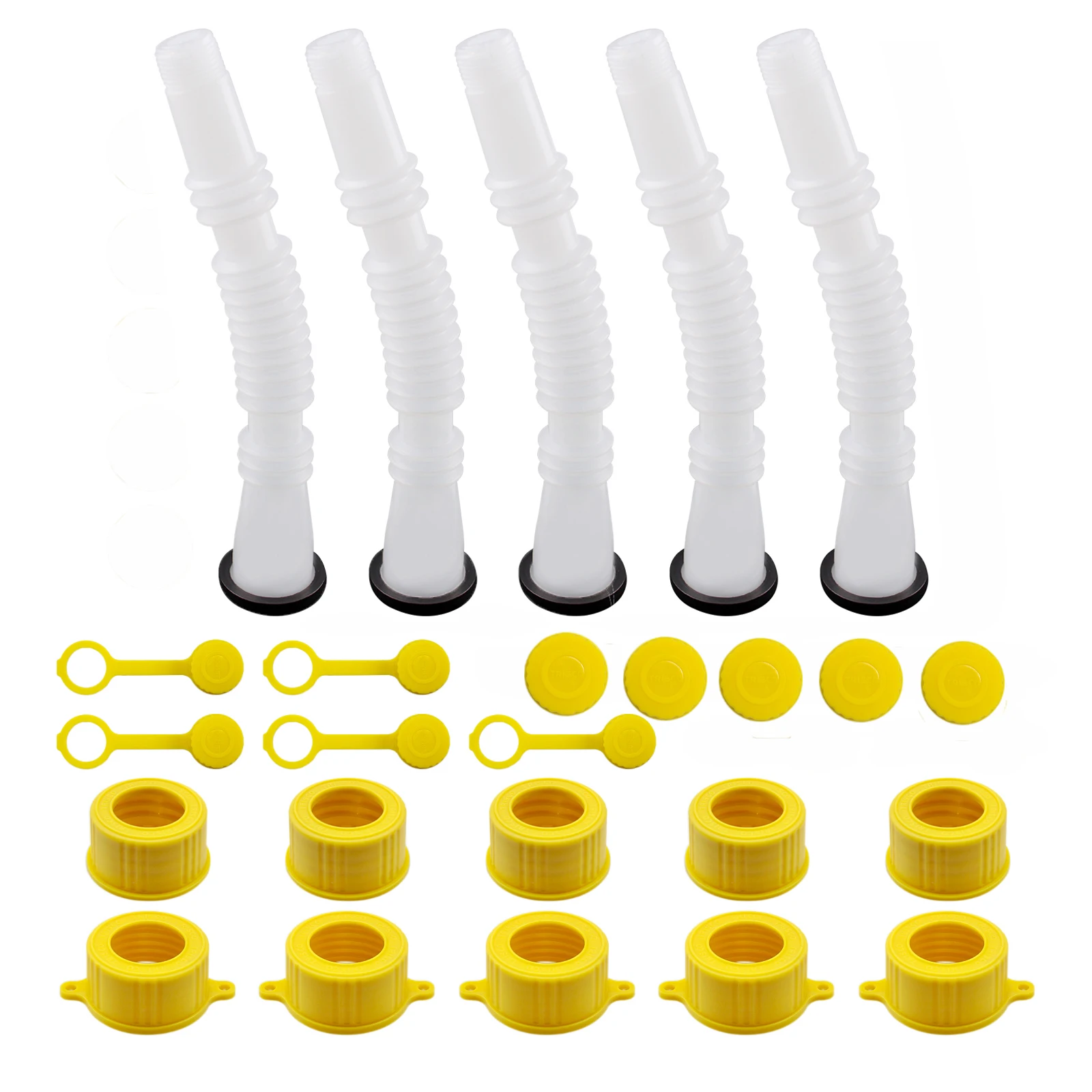 1~5 Set Gas Can Spout Replacement Car Flexible Pour Nozzles Gasket Kit with Collar Caps Stopper and Spout Cover Car Accessories