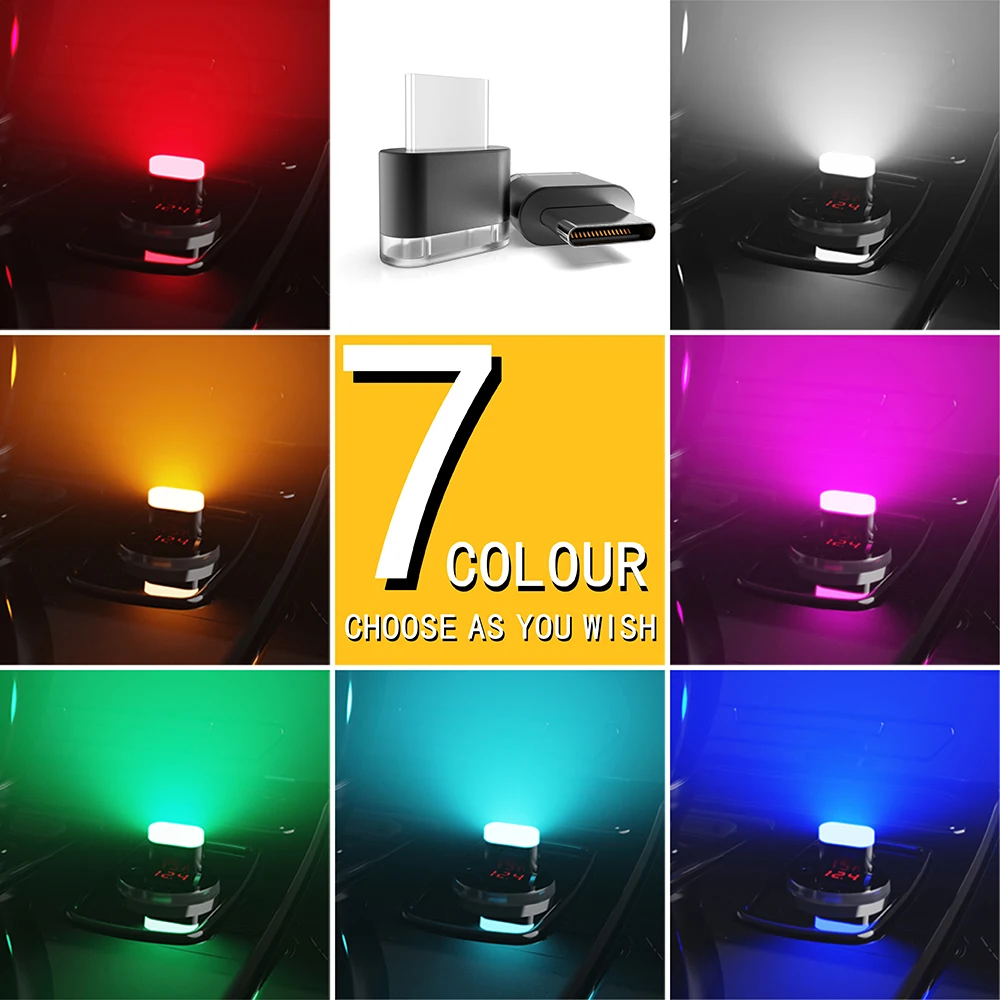 New Type-C Car Interior Ambient Atmosphere Light LED Signal Lights Auto Reading Lamp Decorations Car Interior Accessories