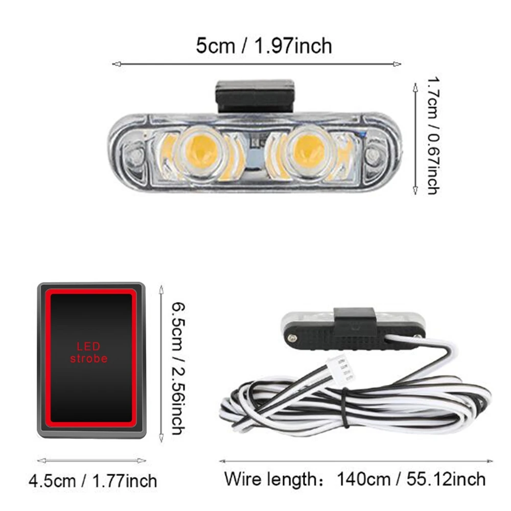 2 LED Car Emergency Strobe Lights 12V With Wireless Remote Control Yellow LED Flash Grille Light Beacon for Cars Truck Van SUV