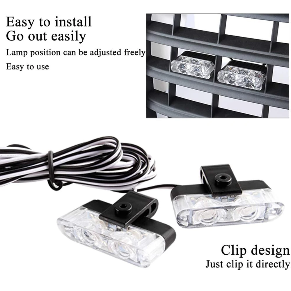 2 LED Car Emergency Strobe Lights 12V With Wireless Remote Control Yellow LED Flash Grille Light Beacon for Cars Truck Van SUV