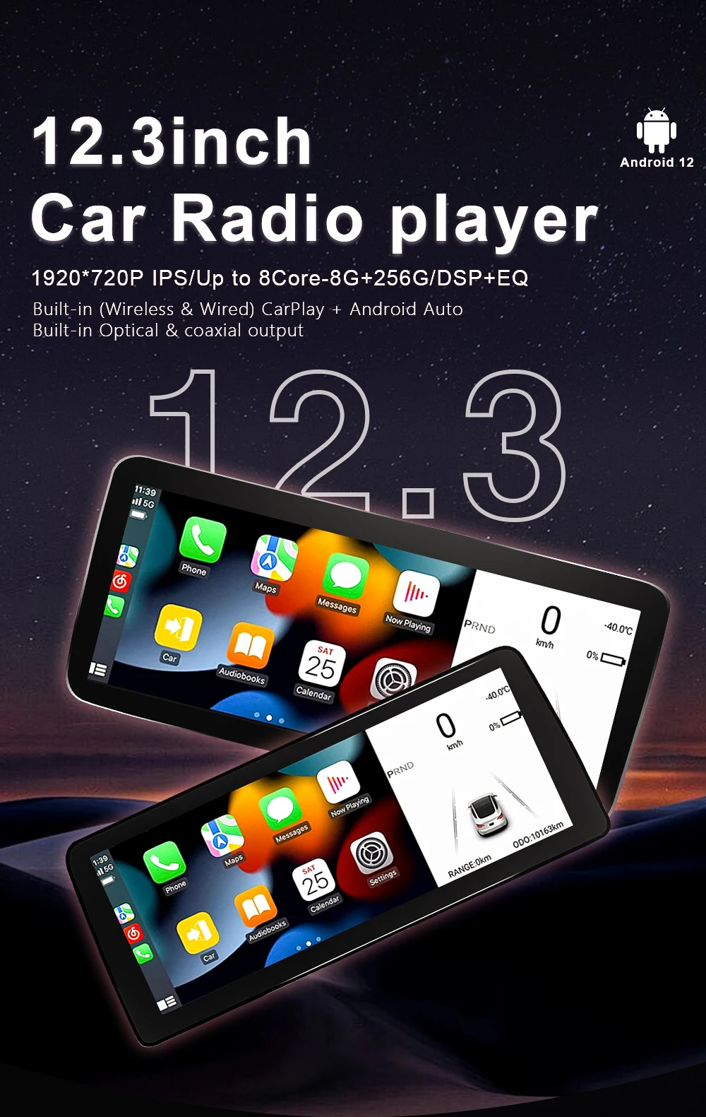 12.3 inch Car Radio For Ford Fiesta MK6 MK7 2009-2016 LHD RHD Android Multimedia Video Player GPS Wireless Carplay QLED Screen