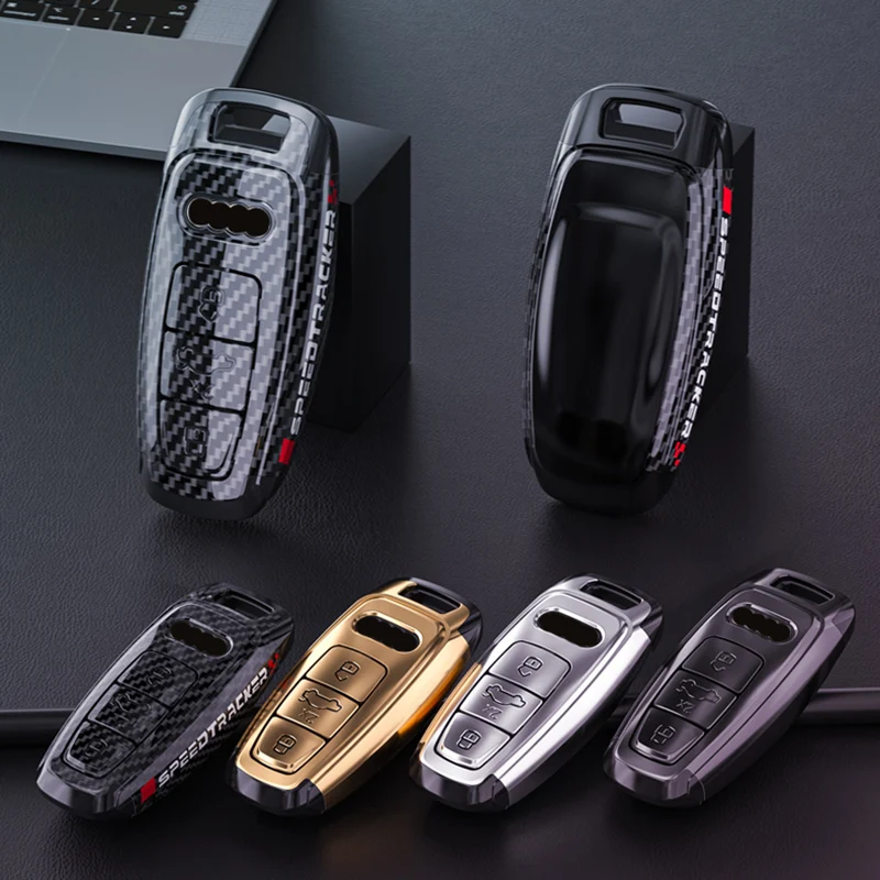 Car Remote Key Case Cover for Audi A3 A4 B9 A6 A7 4K A8 E-tron Q5 Q8 C8 D5 SQ8 Suede Car Key Fob Shell Keychain Protection Bag