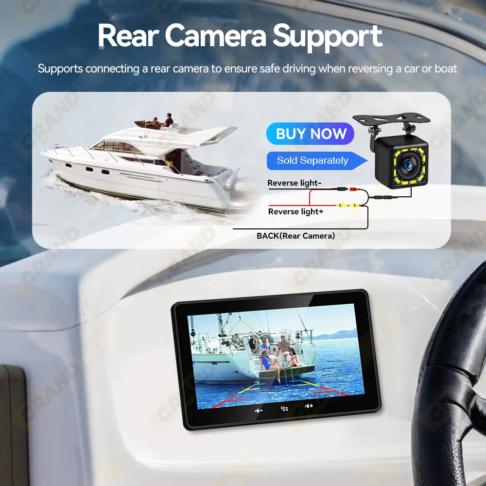 7inch MP5 Marine Boat Radio Wireless CarPlay Android Auto Waterproof IP67 Bluetooth FM AM AUX For Boat ATV UTV Yacht Golf Cart