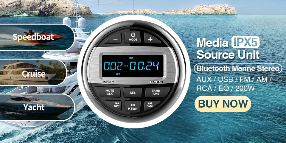7inch MP5 Marine Boat Radio Wireless CarPlay Android Auto Waterproof IP67 Bluetooth FM AM AUX For Boat ATV UTV Yacht Golf Cart