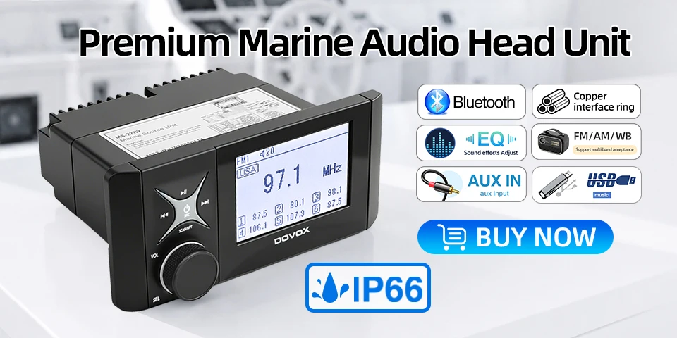 7inch MP5 Marine Boat Radio Wireless CarPlay Android Auto Waterproof IP67 Bluetooth FM AM AUX For Boat ATV UTV Yacht Golf Cart