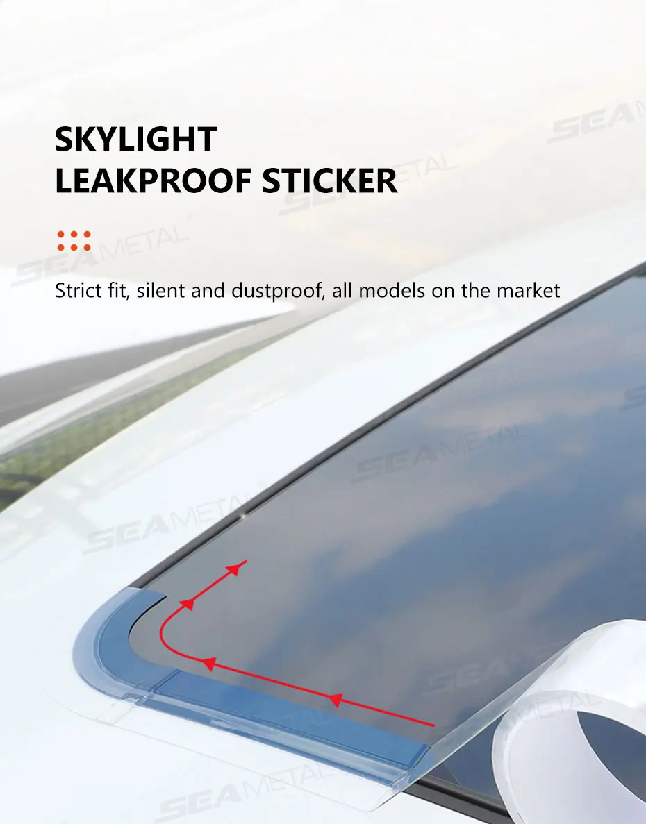 SEAMETAL 3/6M Universal Car Sunroof Sealing Strip Waterproof Sticker Noise Insulation Protector Strip Sunroof Edge Seal Stickers