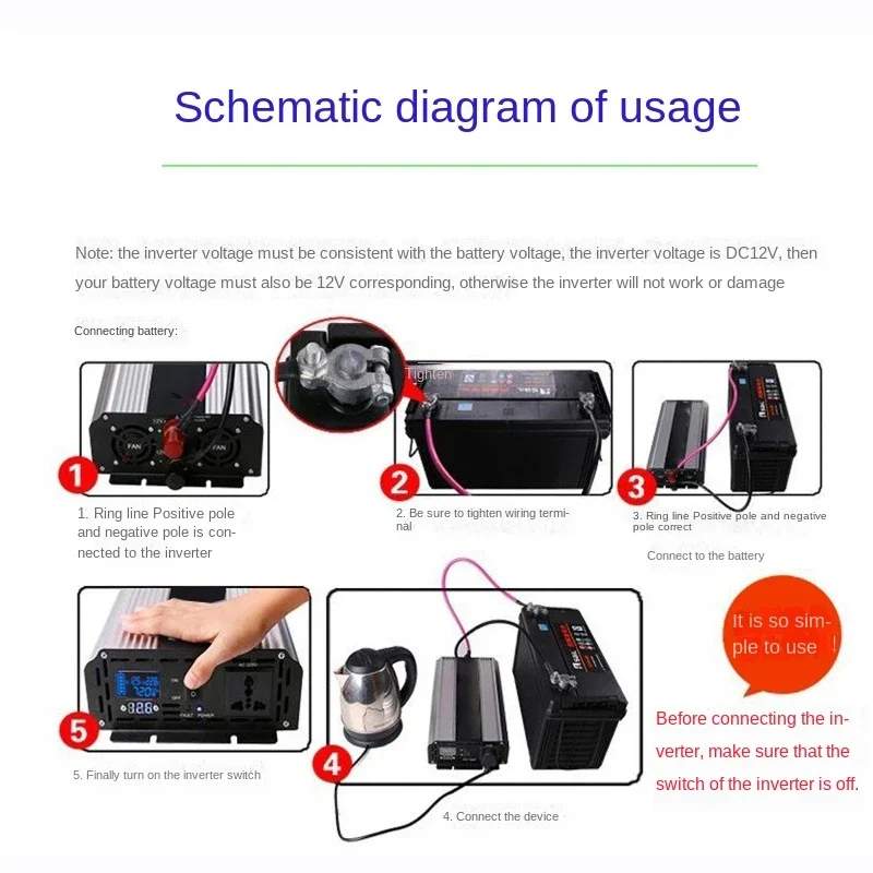 Pure Sine Wave Inverter 12V 220V 24V 110V 1600W 3000W DC To AC Portable Power Converter Car Solar Inverter