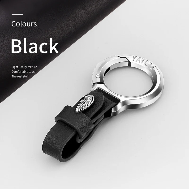 New Cowhide Leather Keychains for Women Men Waist Belt Buckle Carabiner Car Pendant Key Chains Rings Keyring Bag Gifts